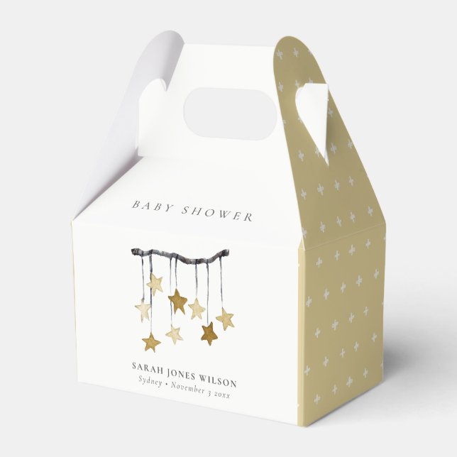 Ballotins Baby shower mobile simple jaune neutre étoile (Verso)