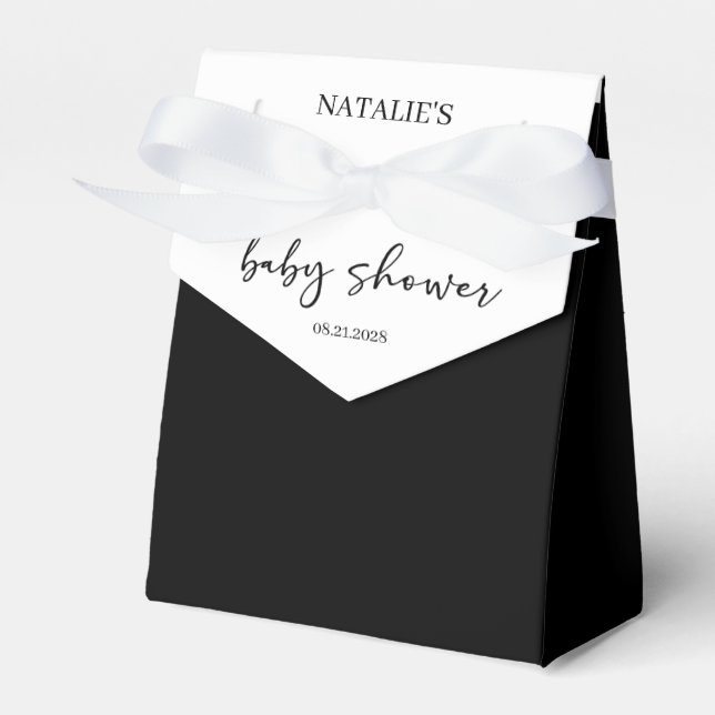 Ballotins Baby-Shower Moderne Simple Écriture Noir (Verso)