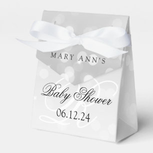 Ballotins Baby shower Monogram Argent Bokeh Éclairage