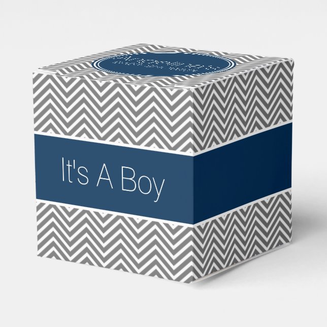 Ballotins Baby shower Navy Blue & Charcoal Grey Chevrons (Verso)