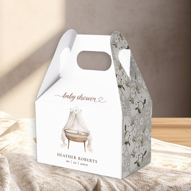 Ballotins Baby shower neutre genre Boho tendance (Boho Nursery Bassinet Baby Shower Favor Box)