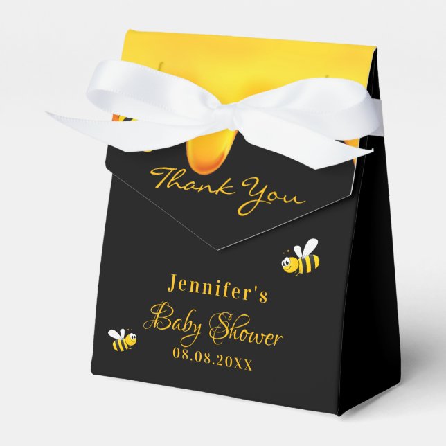 Ballotins Baby shower noir bourdon abeilles miel merci (Verso)