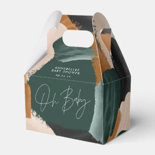 Ballotins Baby shower Oh bébé terre cuite vert abstrait