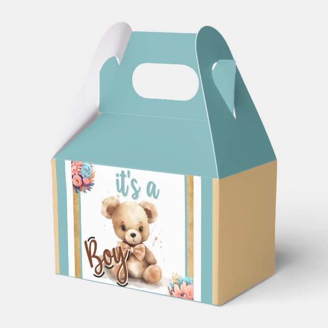 Ballotins Baby shower Ours Bleu Boho (Verso)