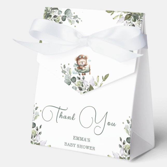 Ballotins Baby-Shower Ours en Avion Vintage (Recto)