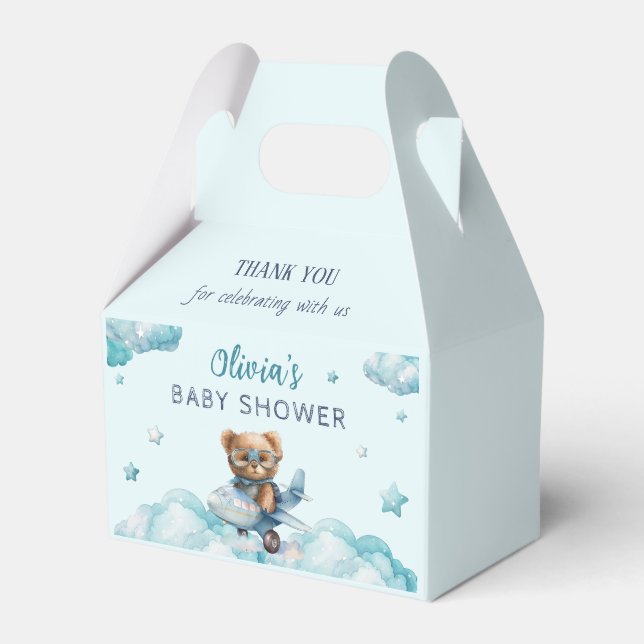 Ballotins Baby shower ours en peluche bleu (Verso)