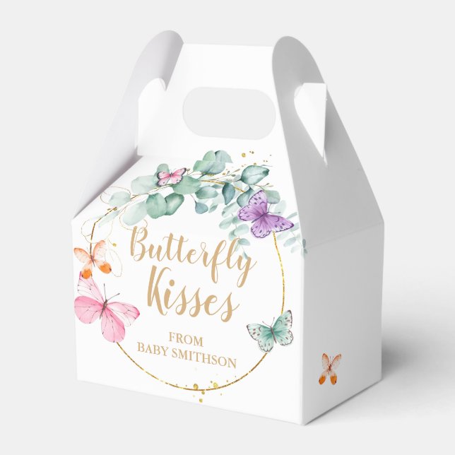 Ballotins Baby shower papillon Eucalyptus Blanc et or (Verso)