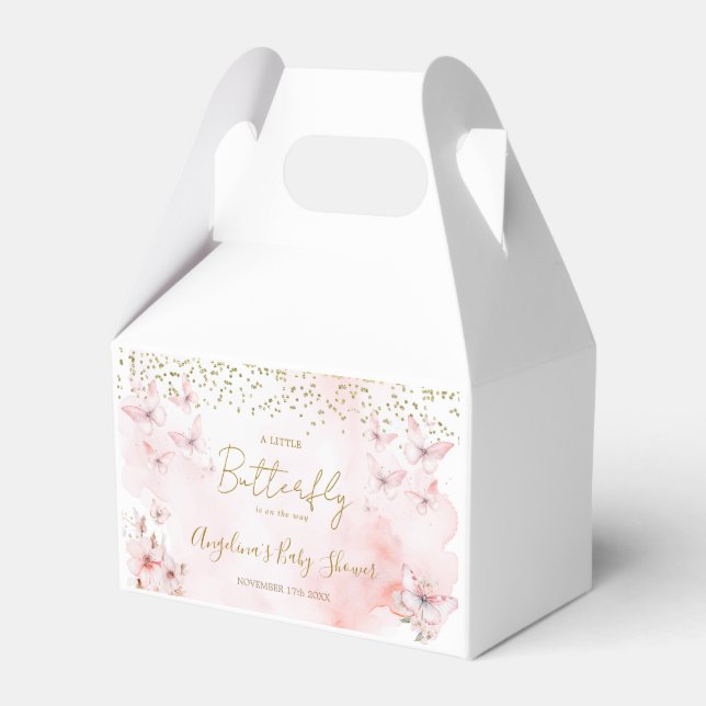 Ballotins Baby shower Papillon rose Fille Favoriser les boît (Verso)