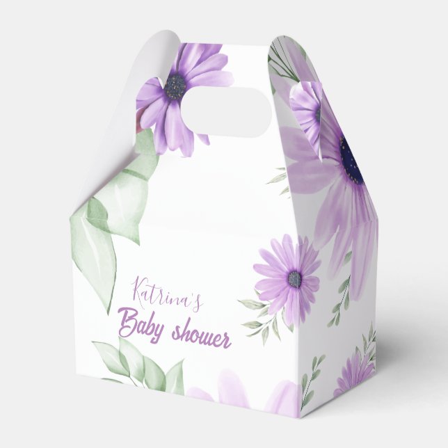 Ballotins Baby shower personnalisé de fleurs d'aquarelle vio (Verso)