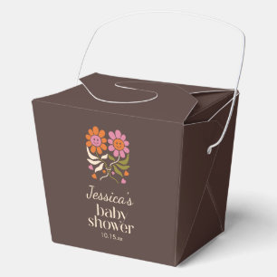 Ballotins Baby Shower Personnalisé Retro Happy Daisy Marron
