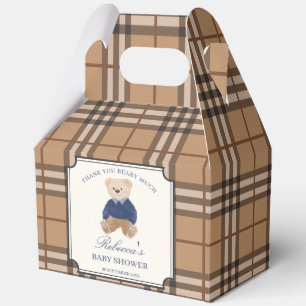 Ballotins Baby shower plaid brun Bearly wait pour personnali