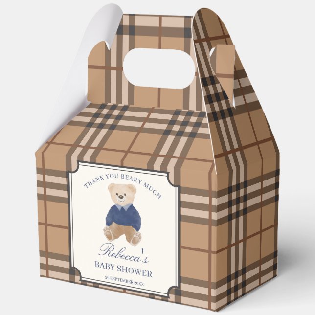 Ballotins Baby shower plaid brun Bearly wait pour personnali (Recto)