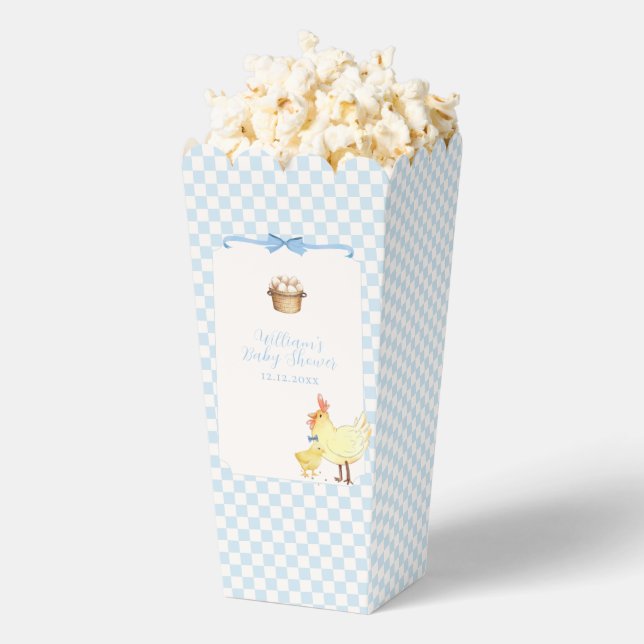 Ballotins Baby shower Popcorn bleu à vichy garçon bébé  (Sauté)