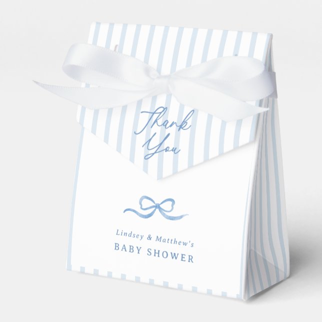Ballotins Baby shower Preppy Stripes Blue Bow (Verso)