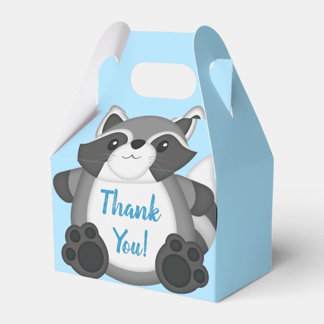 Ballotins Baby shower Raccoon bleu (Verso)