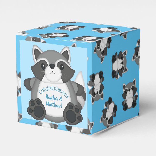 Ballotins Baby shower Raccoon bleu (Verso)