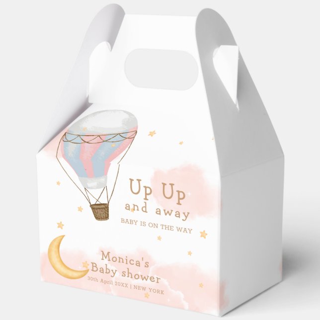 Ballotins Baby shower Rose Girl Hot Air Balloon Lune Star (Verso)