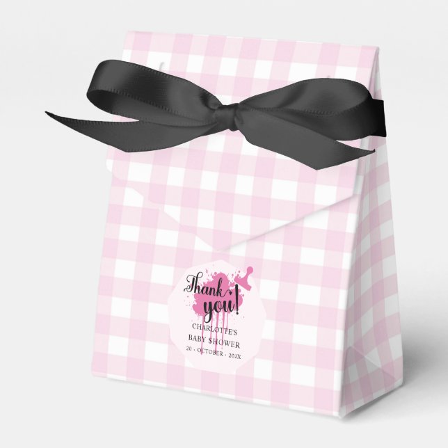 Ballotins Baby Shower Rose Pâle Gingham Mignon (Verso)