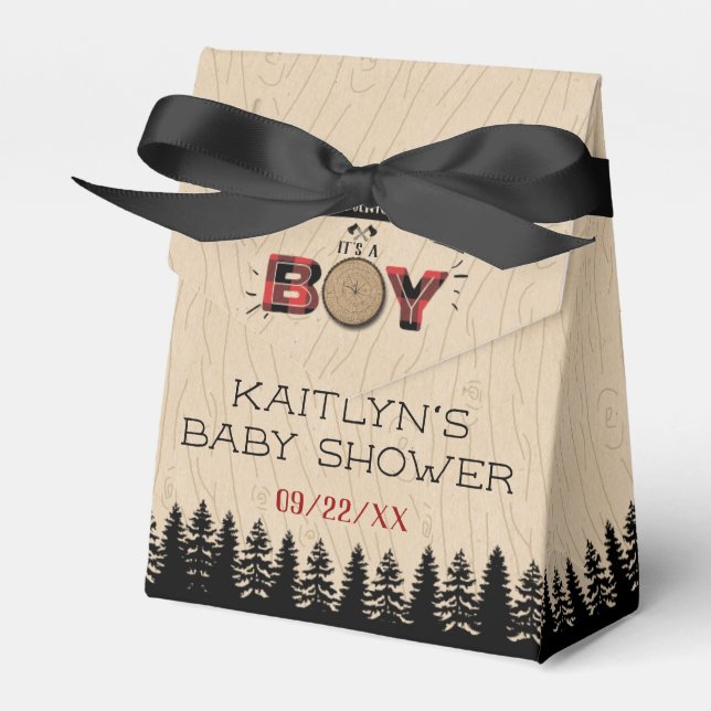 Ballotins Baby shower Rustic Forest Plaid Lumberjack Boys (Verso)