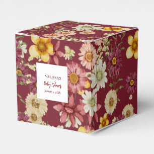 Ballotins Baby shower rustique fleur sauvage bordeaux