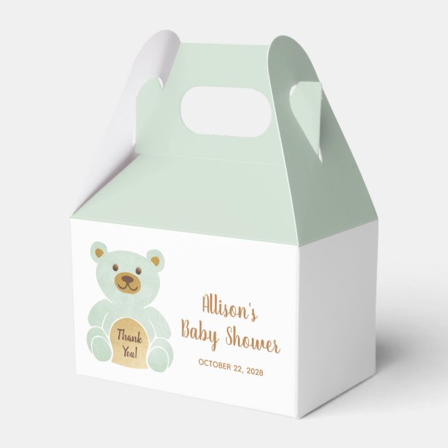 Ballotins Baby shower Teddy Bear Mint Green Merci (Verso)