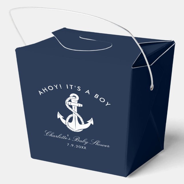 Ballotins Baby Shower Thème Marin Bleu Nuit Ancre (Verso)