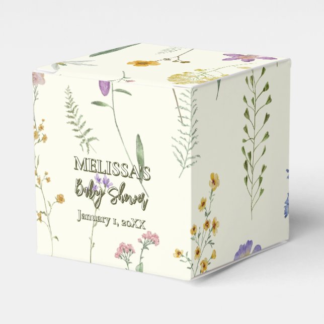 Ballotins Baby shower vert fleur sauvage rustique (Verso)