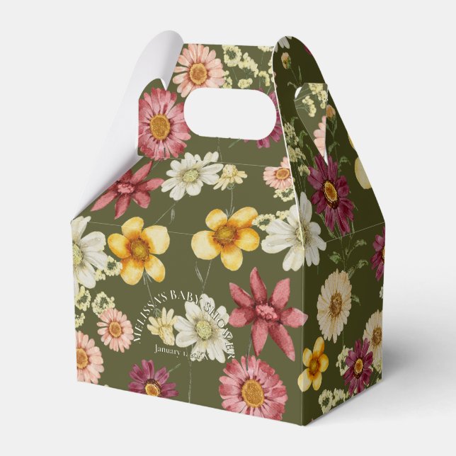 Ballotins Baby shower vert fleur sauvage rustique (Verso)