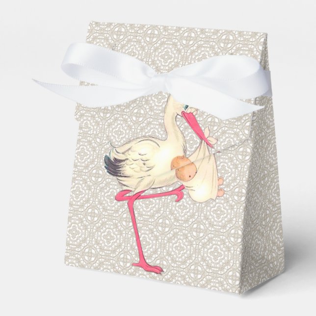 Ballotins Baby shower vintage dentelle et cigogne (Verso)