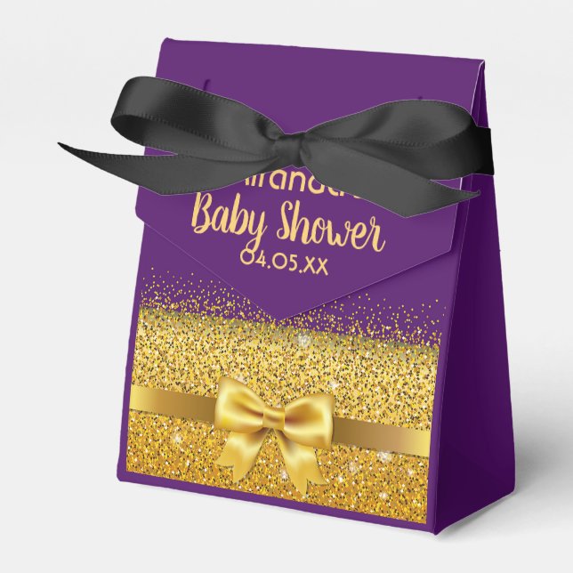 Ballotins Baby shower violet or fille monogramme nom (Verso)
