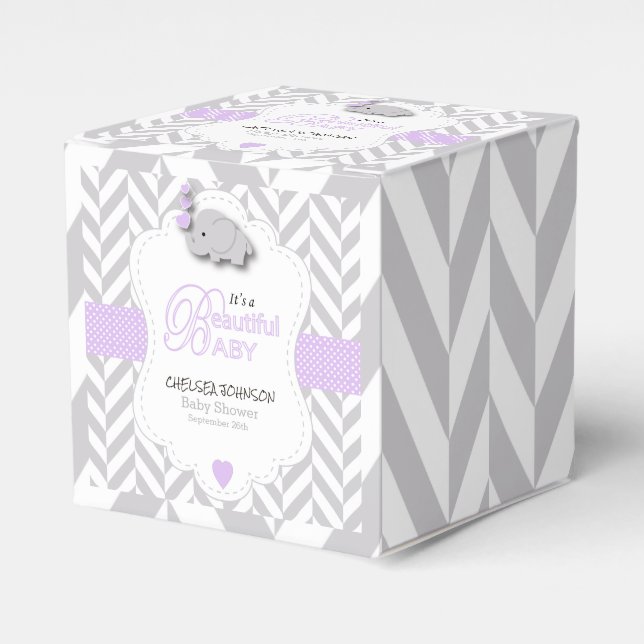 Ballotins Bain de bébé éléphant gris blanc lavande (Verso)