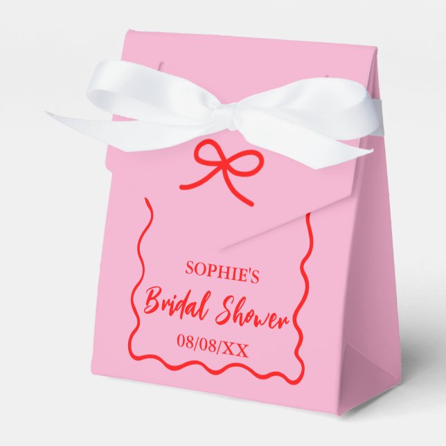 Ballotins Bain de mariage à bord ondulé rétro rose et rouge (Verso)