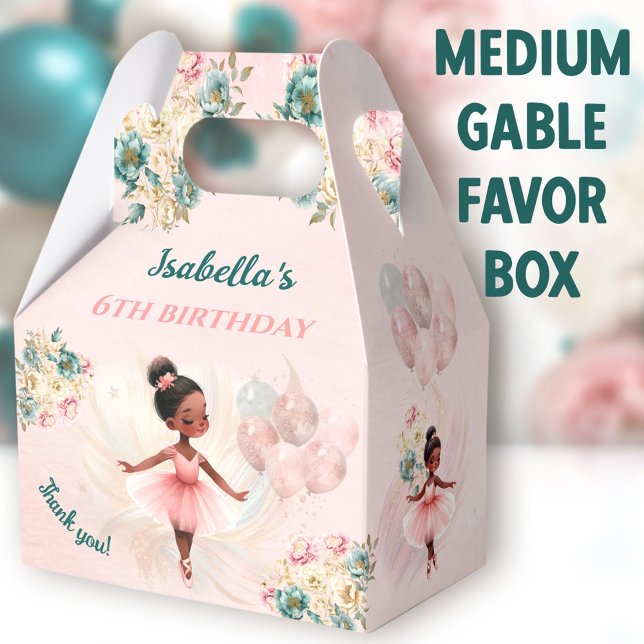 Ballotins Ballerina Rose foncé Fille Fille Anniversaire Moye (Dark Ballerina Medium Gable Favor Boxes - You can choose from 3 sizes of these gable favor boxes)