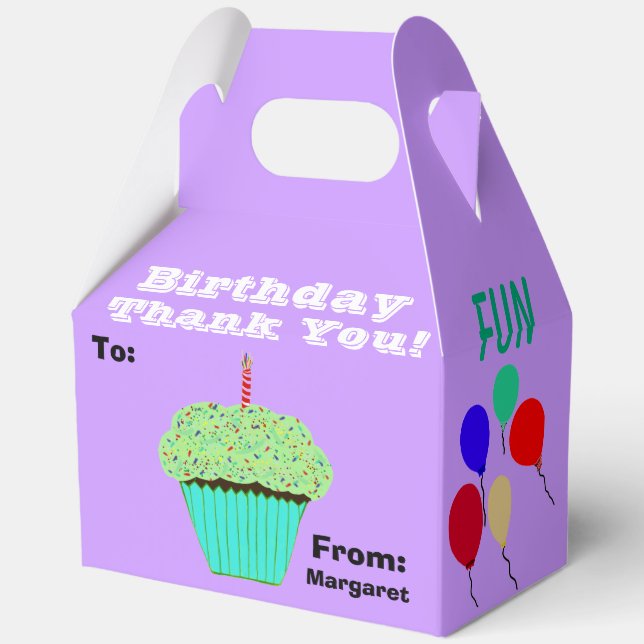 Ballotins Ballons d'anniversaire Green Cupcake Merci Nom (Verso)