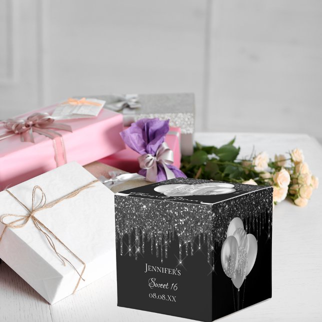 Ballotins Ballons de parties scintillant en argent noir doux (Créateur téléchargé)