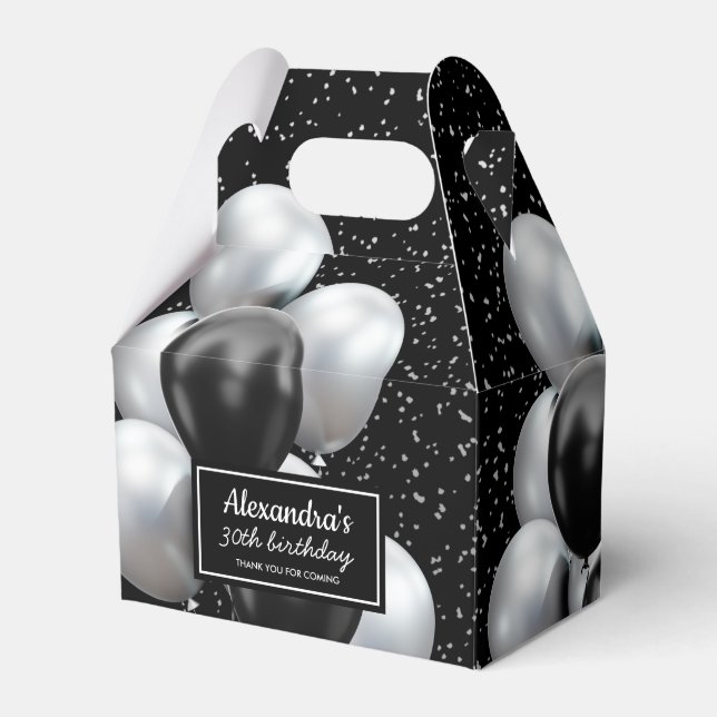 Ballotins Balloon gris noir Merci chic Anniversaire (Verso)