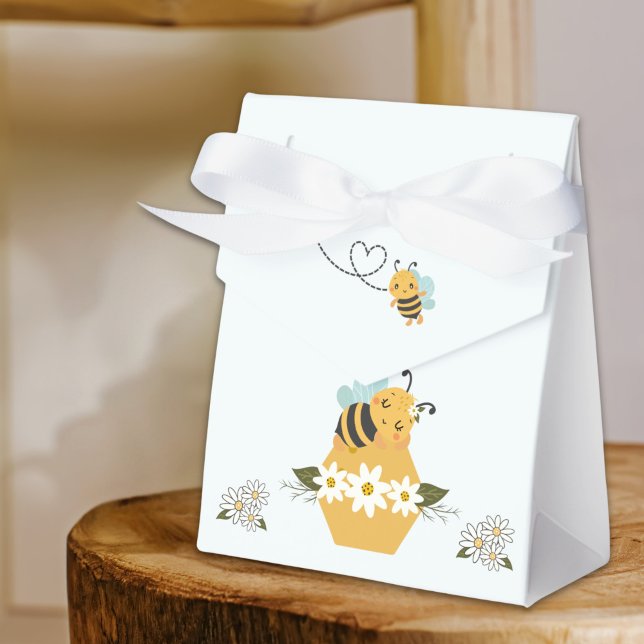 Ballotins Ballotin Baby shower à thème abeille (Cute Bee Themed Baby Shower Favor Boxes with  whimsical bee, honeycomb, and daisy design. )