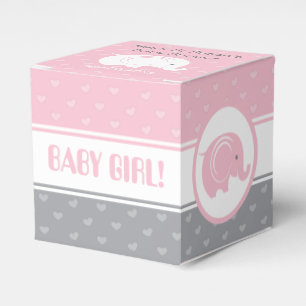 Ballotins Ballotin baby shower avec éléphant 2" x 2" - Fille