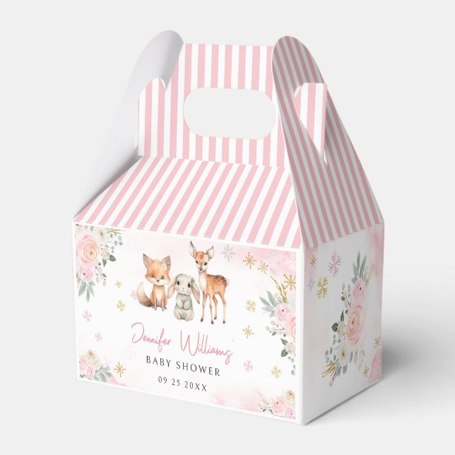 Ballotins Ballotin baby shower de bonbons en bois d'or rose (Verso)