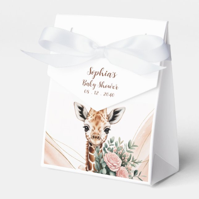 Ballotins Ballotin Baby shower de  rose Floral Giraffe (Verso)