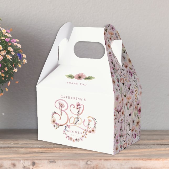Ballotins Ballotin Baby shower Fleur sauvage aquarelle - pou (Favor Box)