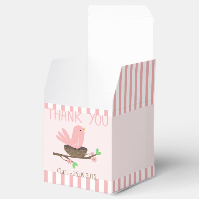 Ballotins Ballotin Baby shower Oiseau Rose Et Nid (Ouvert)
