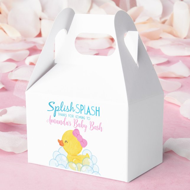 Ballotins Ballotin de Baby shower de canard en caoutchouc (Girl Watercolor Rubber Ducky Baby Shower Favor Treat Gift Boxes)