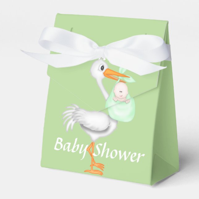 Ballotins Ballotin de Baby shower de cigogne verte (Verso)