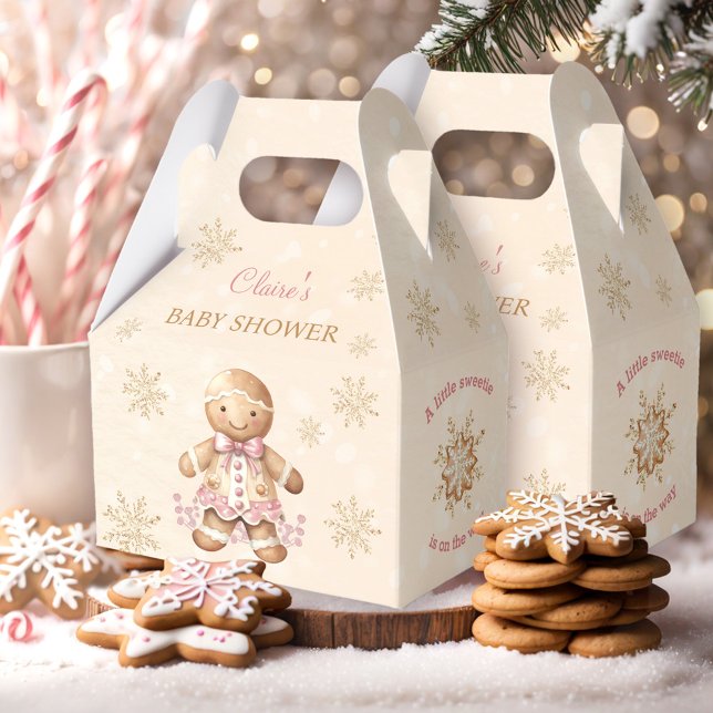 Ballotins Ballotin de Baby shower de Noël pour fille en pain (Gingerbread Girl Christmas Baby Shower Favor Box)