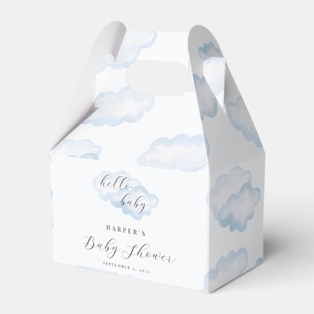 Ballotins Ballotin de Baby shower de nuage bleu aquarelle (Verso)