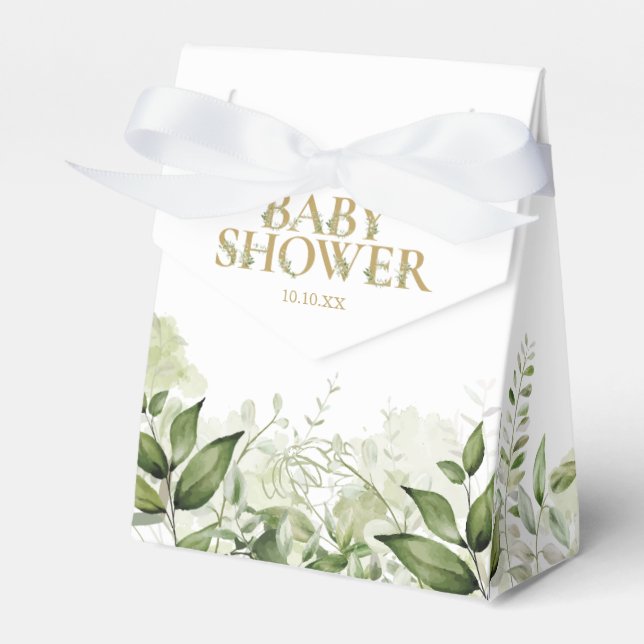 Ballotins Ballotin de Baby shower d'or Foliage verdoyant (Verso)