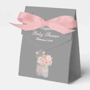 Ballotins Ballotin de Baby shower gris rose doux Mason Jar