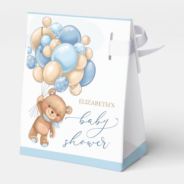 Ballotins Ballotin de Baby shower Teddy Bear Blue Balloons (Arrière)