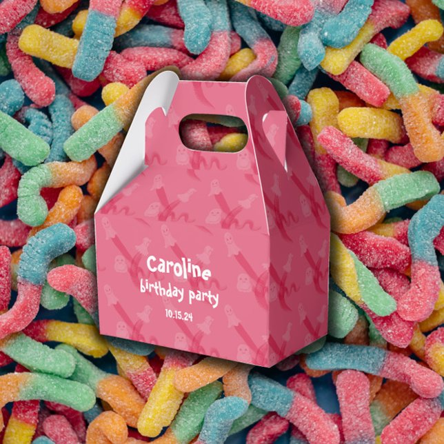 Ballotins Ballotin de fête d'anniversaire sur le thème de l' (Pink Halloween-themed birthday party Favor Box
)